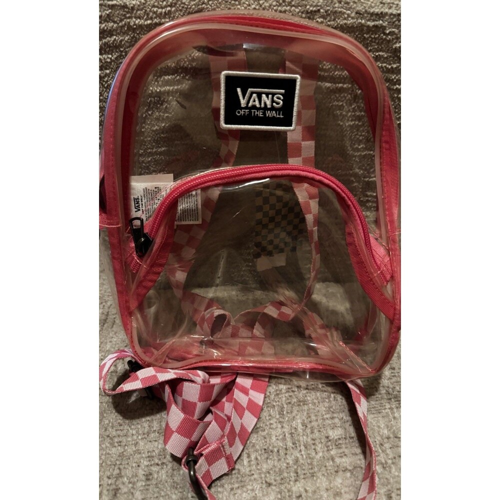 NWT Vans Clear Checkerboard Mini Backpack Pink Fizz Translucent